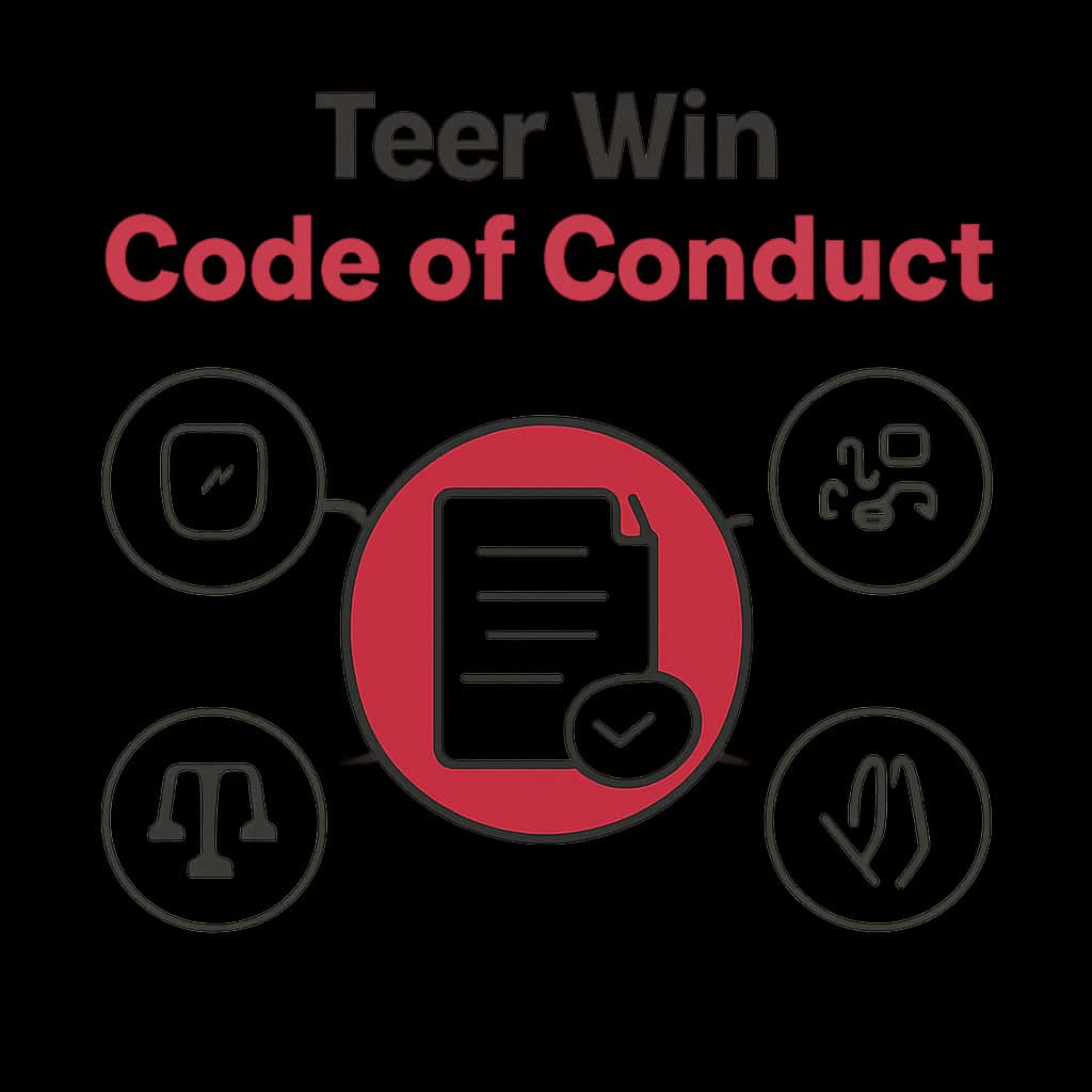 An educational diagram highlighting aspects of the Teer Win Code of Conduct.