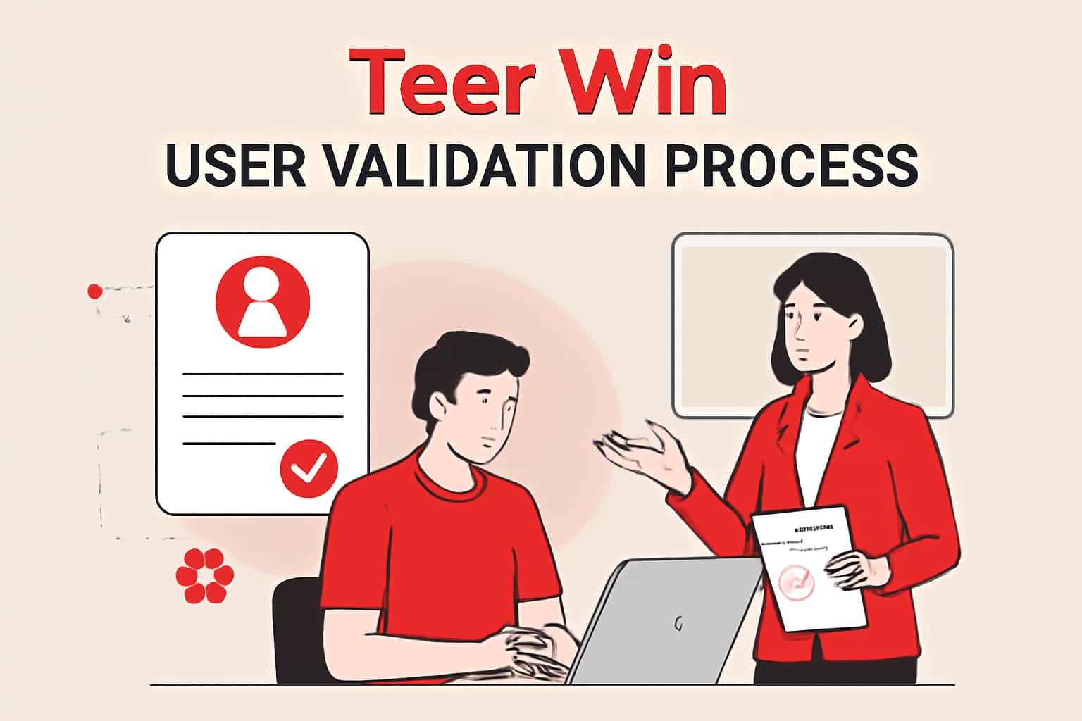 A clear depiction of the Teer Win User Validation Process in a futuristic style.