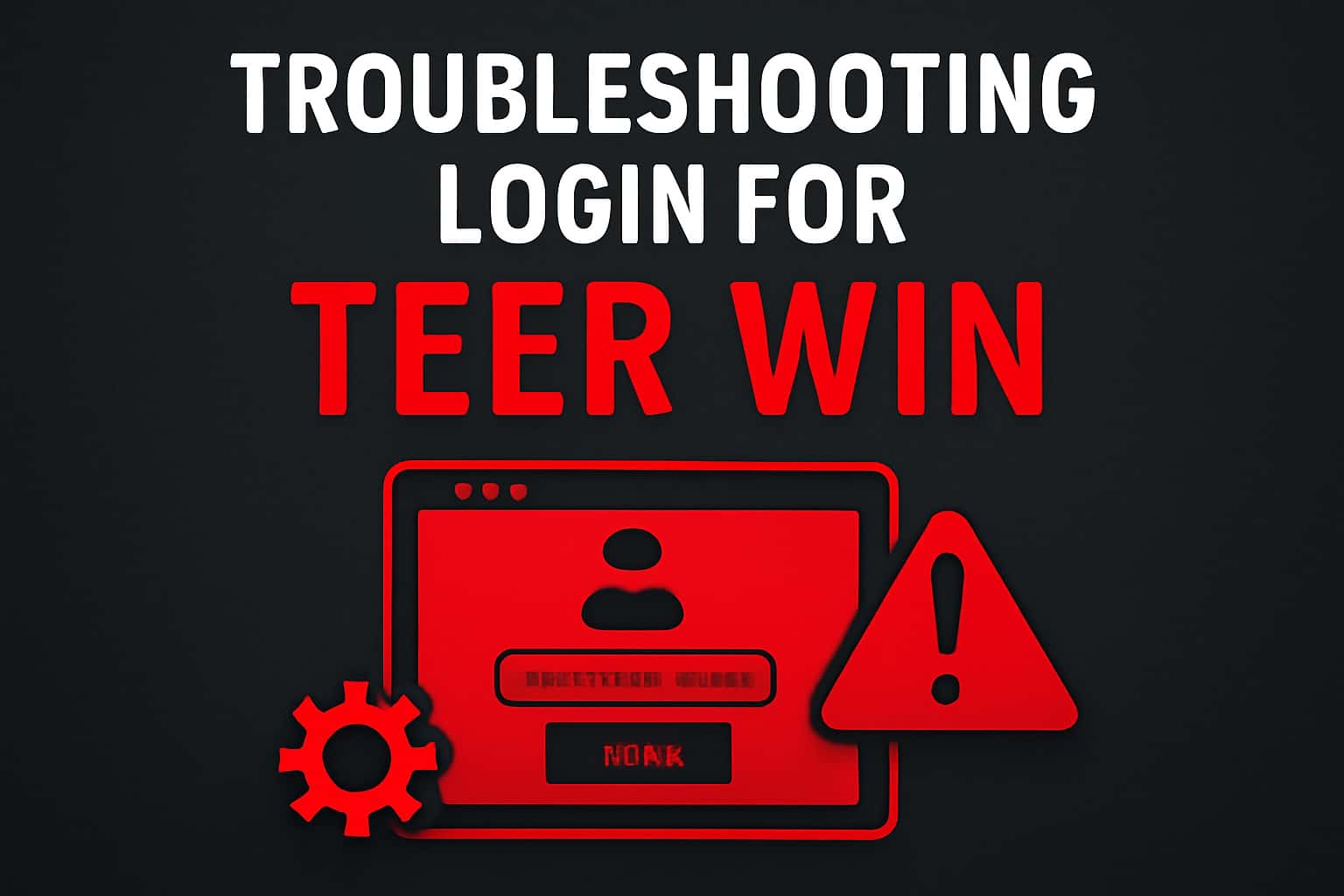 A high-tech scene depicting troubleshooting steps for Teer Win login, highlighted in #f51414.